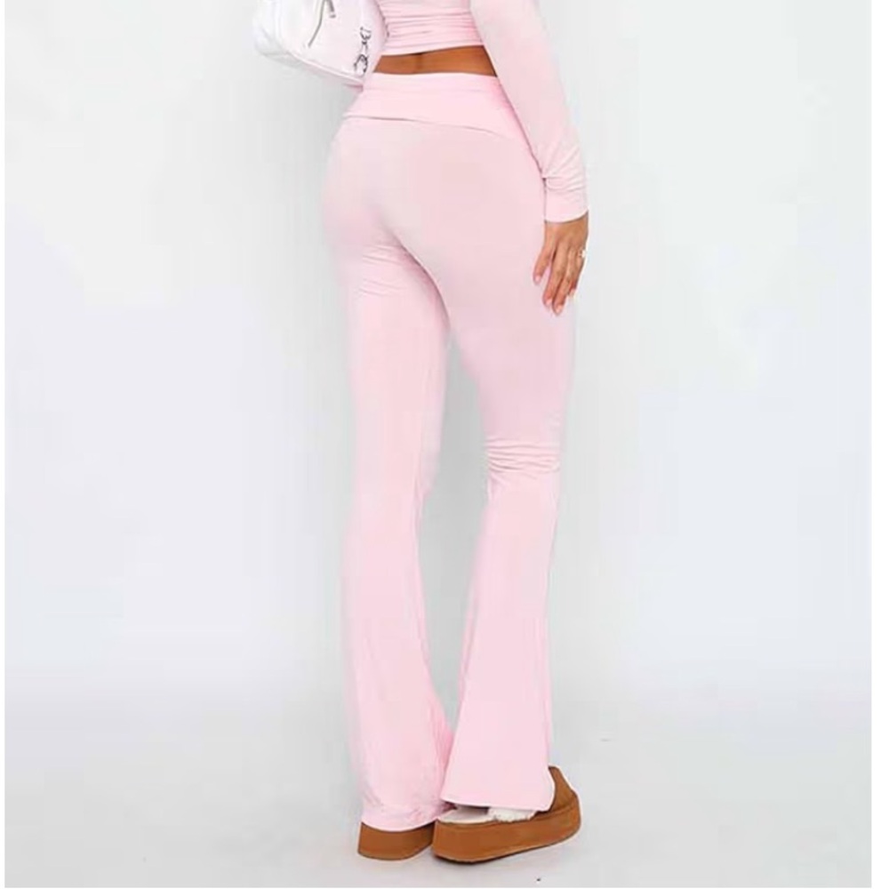 Pink Women's Flare Fold Over Leggings